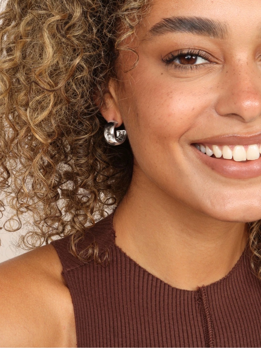 Melinda Maria Shiny Silver Chunky Hoop Earrings